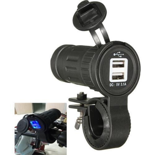 Universal 12/24V Dusl USB 2.1A+1A Cigarette Charger Adapter Motorcycle
