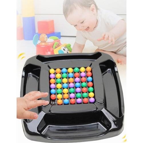 Fun Rainbow Ball Matching Toy Colorful Puzzle Chess Board Game With 80pcs Colored Beads Intelligent Brain Game Educational Toy