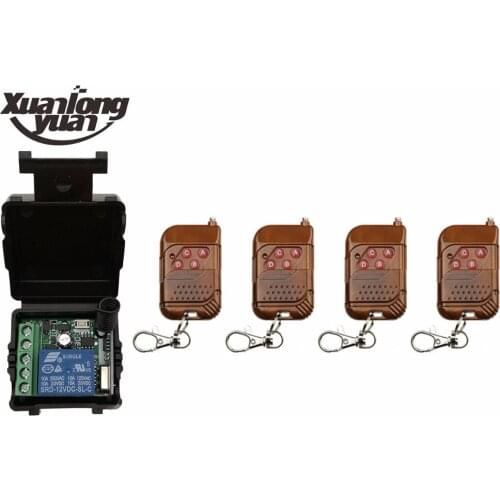 Xuanlongyuan DC12V 1CH Radio Controller RF Wireless Push Remote Control Switch Transmitter +Receiver Garage Door/lamp/shutters