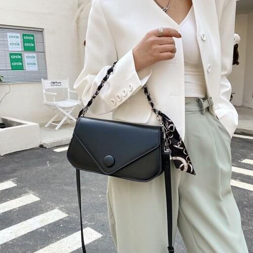 Candy Colors Design Crossbody Bags for Women 2021 Scarf Chain New Luxury Brand Handbags Female Quality Pu Leather Shoulder Bag