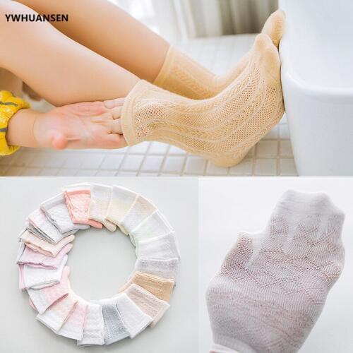 YWHUANSEN 5 Pairs/lot 0-8 Years Newborn Baby Summer Mesh Socks Thin Children Cotton Socks for Girls Ventilate Toddler Kids Socks