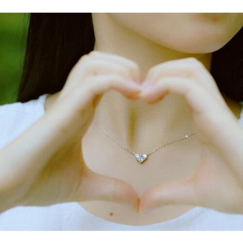 New 925 Sterling Silver Zircon Heart Necklaces Pendant Fashion Sterling Silver Jewelry Statement for Women Bijoux