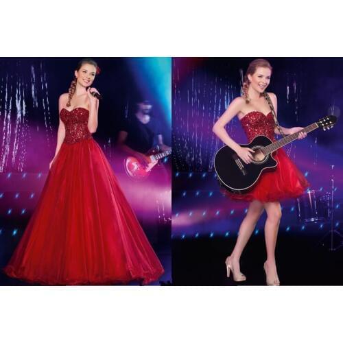 Sweetheart neckline robe de soiree vestido de festa red party prom gown sequins vestido de noiva 2018 bridesmaid dresses