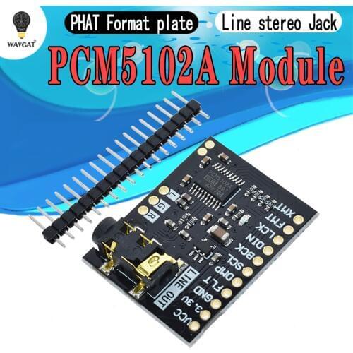 For Raspberry Pi pHAT Sound Card I2S interface PCM5102 DAC Module 24-bit Audio Board With Stereo Jack Beyond ES9023 PCM1794