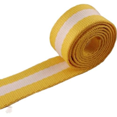 1" Cotton Webbing Yellow White Striped soft Belt Webbing Strap Key Fobs webbing by the yard 25mm for bag backpack Camera strap