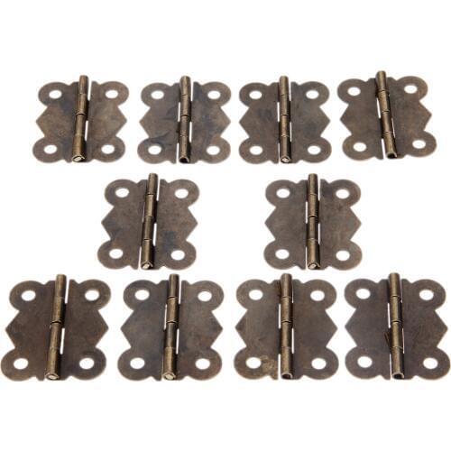 10sets Hinges 4 holes Butterfly hinge Antique Bronze Vintage Furniture Hardware Cabinet Cupboard Door Jewelry Wood Box 33*41mm