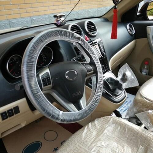 10set Universal Car Disposable PE Plastic Soft Seat Cover Steering Wheel Cover Waterproof Car Repair Protective Cover