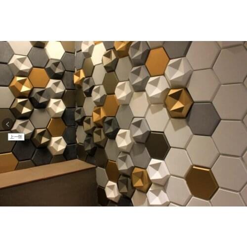 100% PET Acoustic Echo Panel 3d hegxon pet acoustic wall covering panel felt polyester fire retardant fabric 3 d wall acoustic