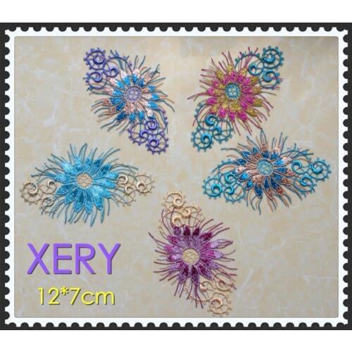 12*7cm Flower embriodery water soluble applique cloth accessories,7 Colors for choose, 50 PCS/LOT, XERY168-HZJ