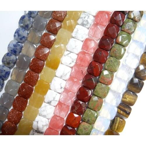 17pcs Natural Faceted square Shape Stone Spacer Beads white Turquoises Bead For DIY Jewelry Making Bracelet Necklace 12*12MM