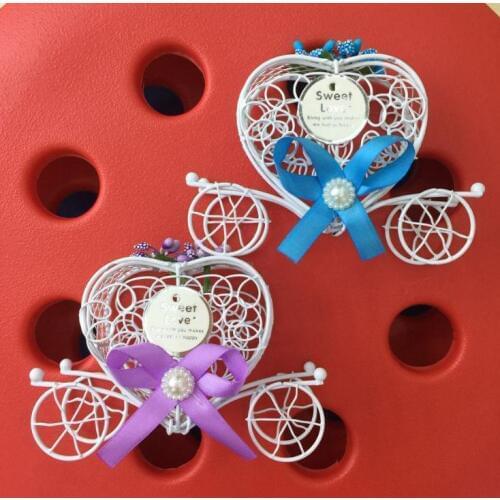 200 pcs/lot Multiple color ribbon,Carriage gift box, Iron box fairy tale theme,party favor box wedding candy box SN947