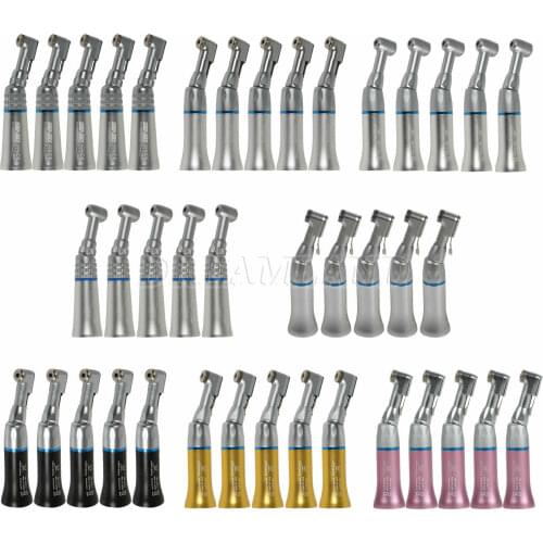 5pcs Dental Slow Speed Handpiece Contra Angle Latch/Push button E-Type Fit NSK Style Coloful