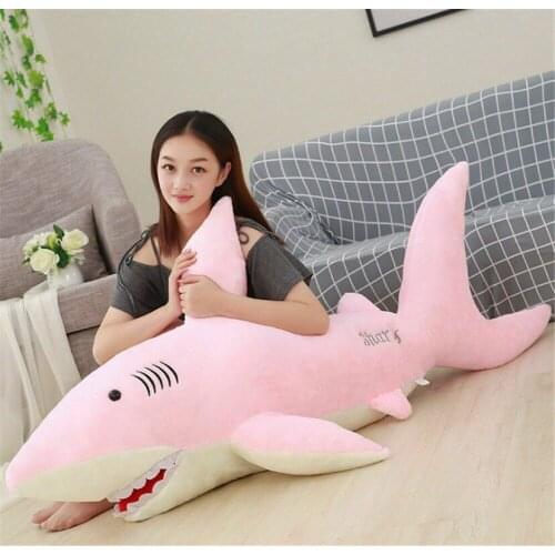 59'' Big Shark Plush Toys Pink Shark Soft Stuffed Animals Giant Doll Gift 150cm Cotton Gift Birthday Reward Padding