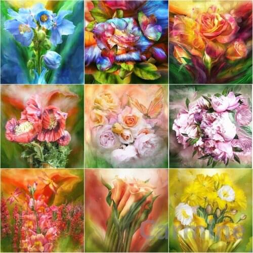 Flowers DIY 5D Modern Diamond Painting Crystal Painting Cross Stitch Mosaic Wall Sticker Full Round&Square Drill Home Decoration