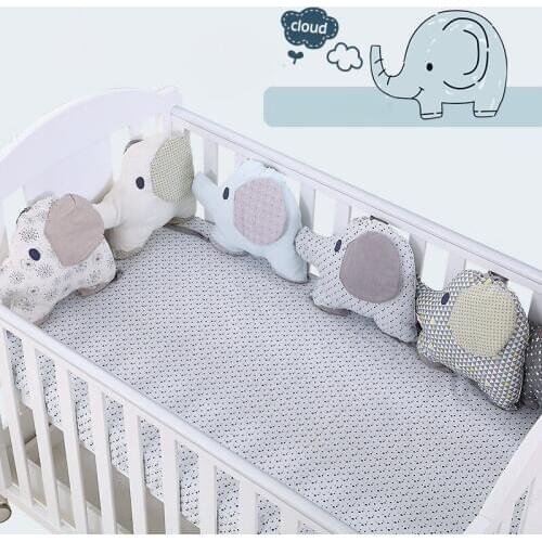 6PCS/Set Baby Bed Bumper Cushion Cotton Elephant Infant Crib Bumper Soft Baby Bedding Around Protector