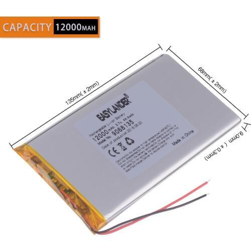 9068135 3.7v 12000mah Lithium Polymer Battery With Board For Tablet Pcs DIY Power Bank