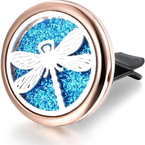 Dragonfly Perfume Car Air Aroma Diffuser Stainless Steel Vent Freshener Car Aromatherapy Essential Oil Locket Pendant Jewelry