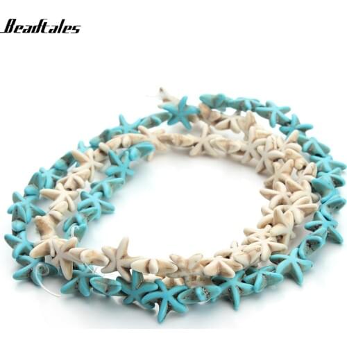 Beadtales 1 String Natural Stone Starfish Loose Bead Beads 1.3*1.3mm for DIY Mediterranean Style Necklace Bracelets Findings
