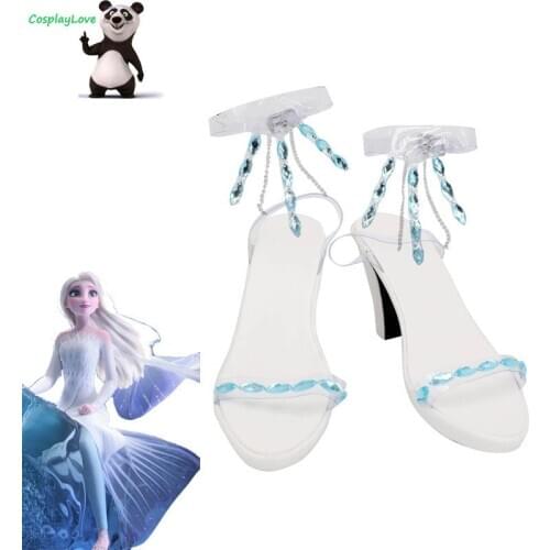 2 Pricness Elsa White Sandals Shoes Cosplay Long Boots Custom Made