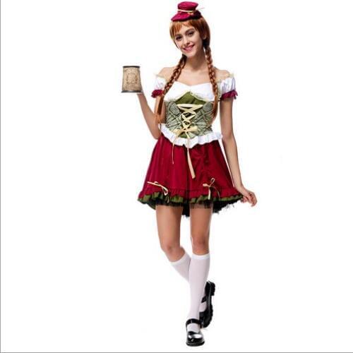 Free shipping 2016 new arrival women beer maid costume german beer girl costume halloween cosplay clothing
