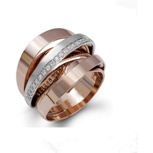 Blaike Statement Rose Gold Color Cross Rings For Women Exquisite Zircon Ring Wedding Party Jewelry Anniversary Gifts