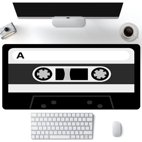 Black Cassette Retro Record Tape XXL Mouse Pad Large Mat Desktops Pad for Table Pc Gamer Deco Gaming Carpet for Mouse Maose Pad