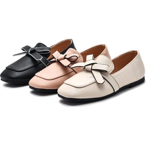 CUZULLAA Kids Casual Shoes for Girls Princess Bow tie Shoes Flats 2020 Spring Children Soft Bottom Sneakers Girl Non-slip Shoes