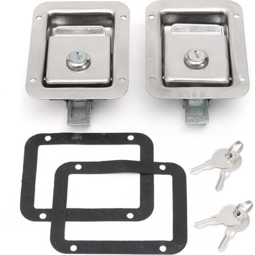 For 2 Sets Trailer Truck Toolbox Door Lock Stainless Steel Handle Door Lock T-Panel Lock Door Handle Latch