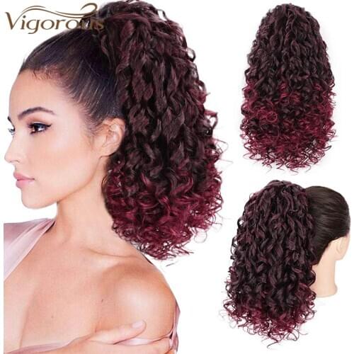 Vigorous Afro Kinky Curly Hair Drawstring Puff Ponytail Extension Synthetic Clip in Pony Tail African American Hair Extension