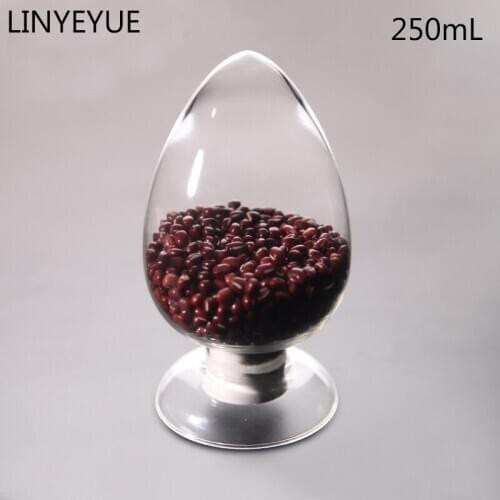 LINYEYUE 250mL Glass Sample Bottle with cap Show Vial Bottle Conical Seed Display Bottle for Shool Laboratory or Home Kitchen