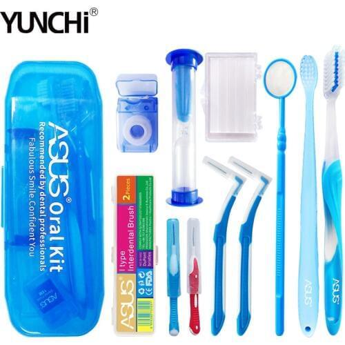 Dental Care Tools Tooth Whitening Tongue Gum Cleaner Oral Hygiene Toothbrush Floss Mirror Mutil-function Orthodontic Care Kit