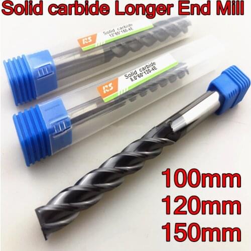 3.0 4.0 5.0 6.0 8.0 10 12 14 16 18 20mm x 100L 120L 150L 5pcs 2pcs 1pcs HRC45 4F Solid carbide Longer End Mill Free shipping