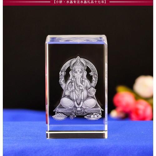 BEST festival gift # Efficacious HOME family Asia Talisman Thailand India Japan 3D Ganesha GANESH God BUDDHA Crystal statue