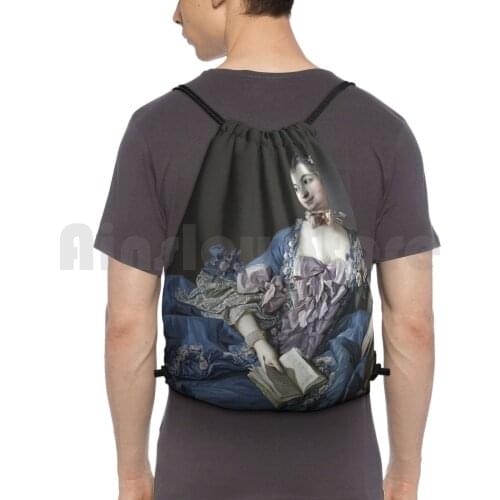 Francois Boucher-Madame De Pompadour . Jeanne-Antoinette Poisson , 1721 Backpack Drawstring Bag Riding Climbing Gym Bag