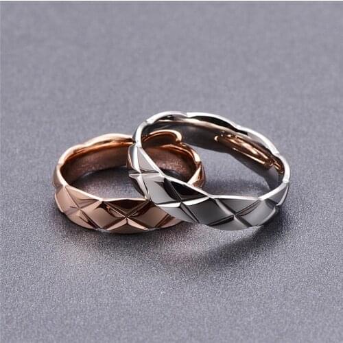 Martick High Quality 316L Stainless Steel Brand Ring Silver/Rose Gold Color Flower Stripe Ring For Women Fashion Jewelry R35