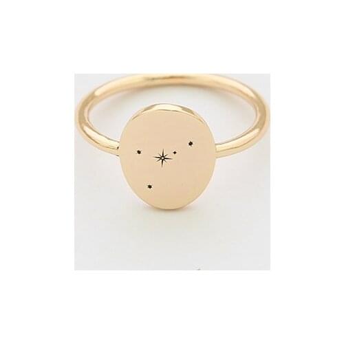Fashion Personalized Simple Cancer Zodia Oval Ring Gold Plated Engraved Ring Jewelry For Women