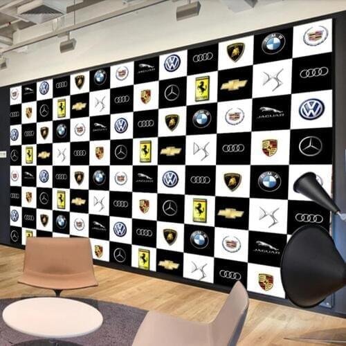 Milofi custom 3D wallpaper mural 3D stereo luxury car logo automotive industry wind mural background wall paper