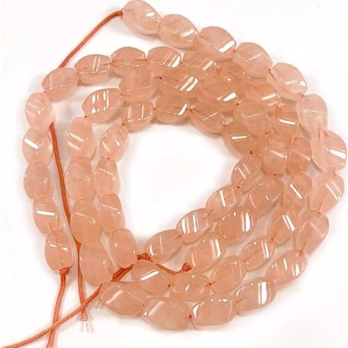Natural Rose Quartzs Beads 15'' Twist Olival DIY Loose Beads For Jewelry Making Beads Women Bracelets Necklace Earring Gift