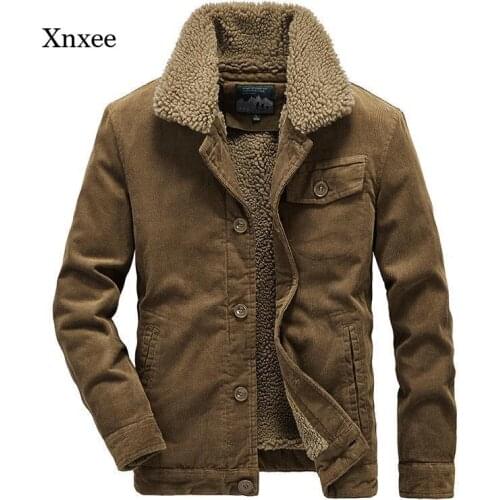 New Mens Winter Plus Velvet Padded Jacket Lamb Fashion Warm Corduroy Jacket Middle-Aged and Elderly Mens Jacket