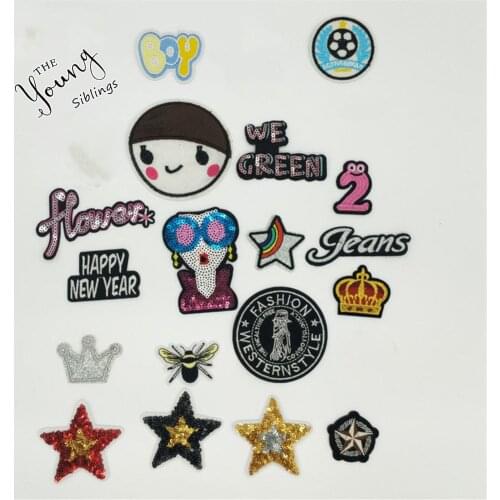 New Cartoon Letter Badges Sewing Embroidery Applique Sequins Repair Patch Applique Ironing Clothing Supplies Decorative Patches