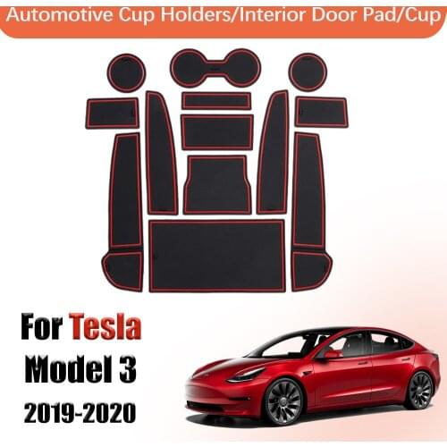 Door groove mat non slip door slot cup mat For Tesla MODEL 3 2019 2020 accessories rubber cup mat door mat cup