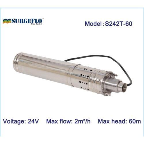 2T 60m solar powered submersible pump for garden solar well water pump Permanent Magnetic Brushless dc solar water pump
