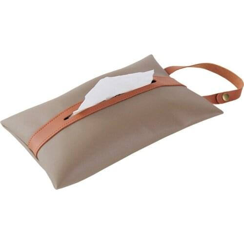 Nordic Style Simple PU Leather Car Paper Holders Portable Tissue Cover Bedroom Living Room Drawer Storage Box Napkin Cover