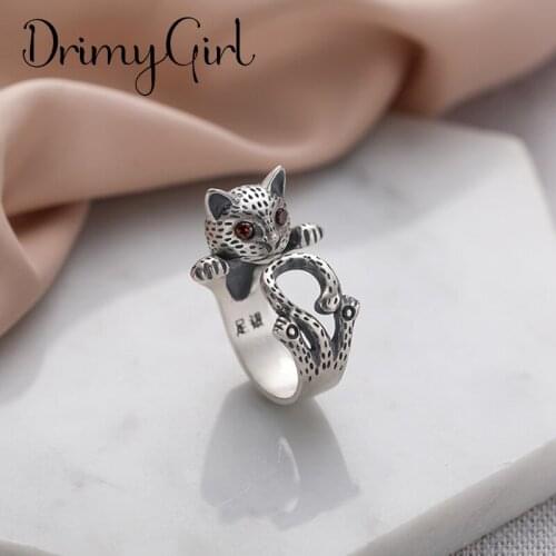 Personality Simple Big Cat Open Ring Geometric Finger Rings For Women Gothic Punk Jewelry Gifts 2021