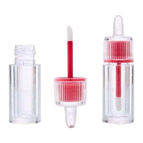New Empty Round Clear Lip Gloss Container Rfillable Bottle Plastic Cosmetic Packaging Containers 6mLip Gloss Wand Tube 50pcs/lot