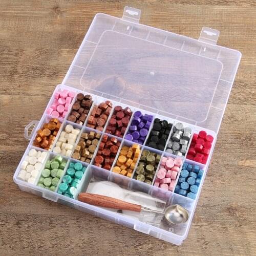 Retro Sealing Wax Bead Tablet Pill Set Wax Spoon Sealing Stamp Box DIY Scrapbooking Wax Bead for Sealing Stamp Craft Gift