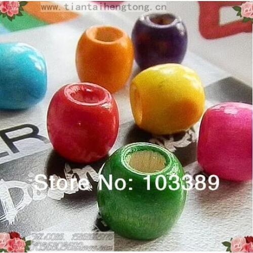 Retail 17mm mixed color big hole Diy wooden bead wooden accessories free shipping