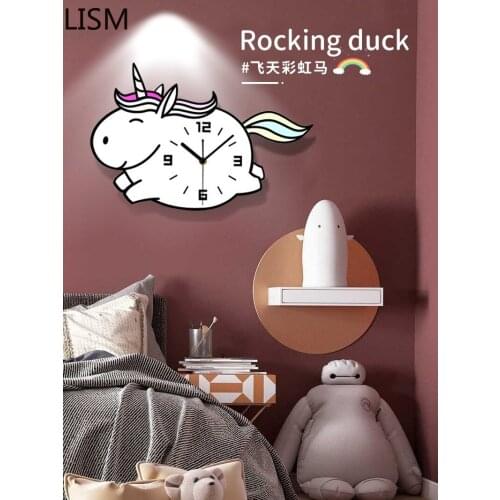 Nordic Wall Clock Childrens Bedroom Cartoon Wall Clock Living Room Fashion Bedroom Personality Creative Wall Clock Silent