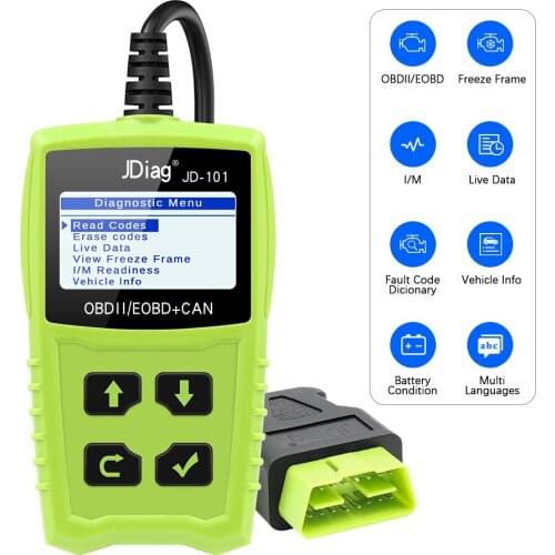 JDiag JD101 EOBD/OBD2 OBD2 Scanner Code Readers OBD OBD2 Car Diagnostic Auto Tool ODB2 Code Reader Scanner PK CR3001 AD310