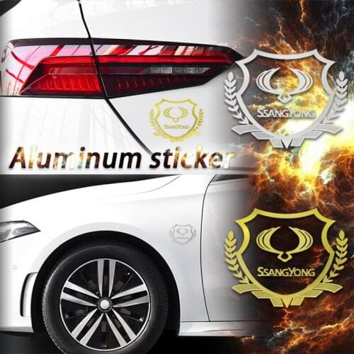 Car Styling Metal Car Side Door and Window Visor Badge Fender Door Sign Sticker For Ssangyong Rexton Kyron Korando Accessories
